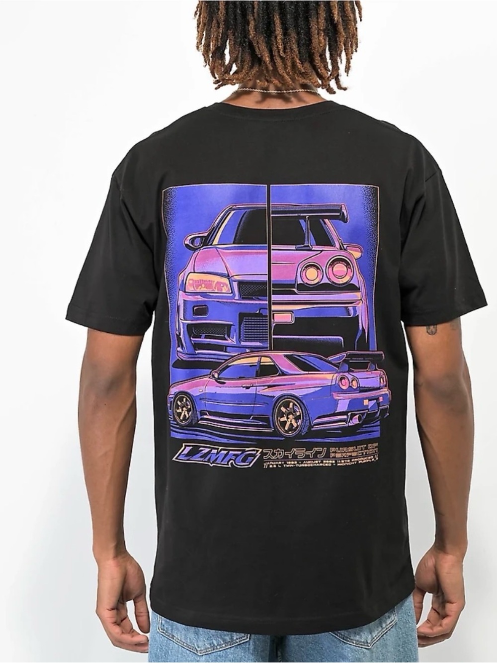 Men’s Zumiez Black Tee with Purple and Blue Car Graphic